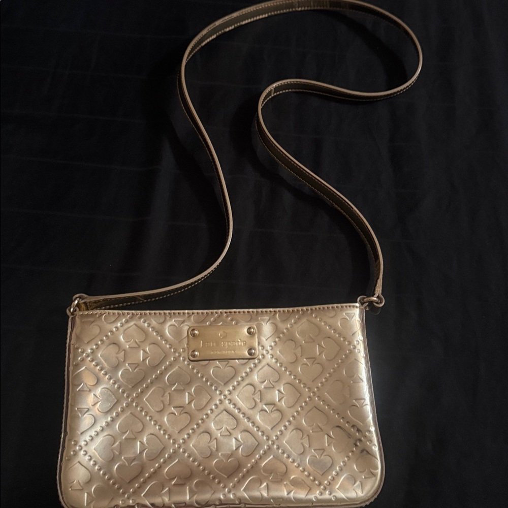 Kate Spade Metallic Gold Heart-Patterned Bag